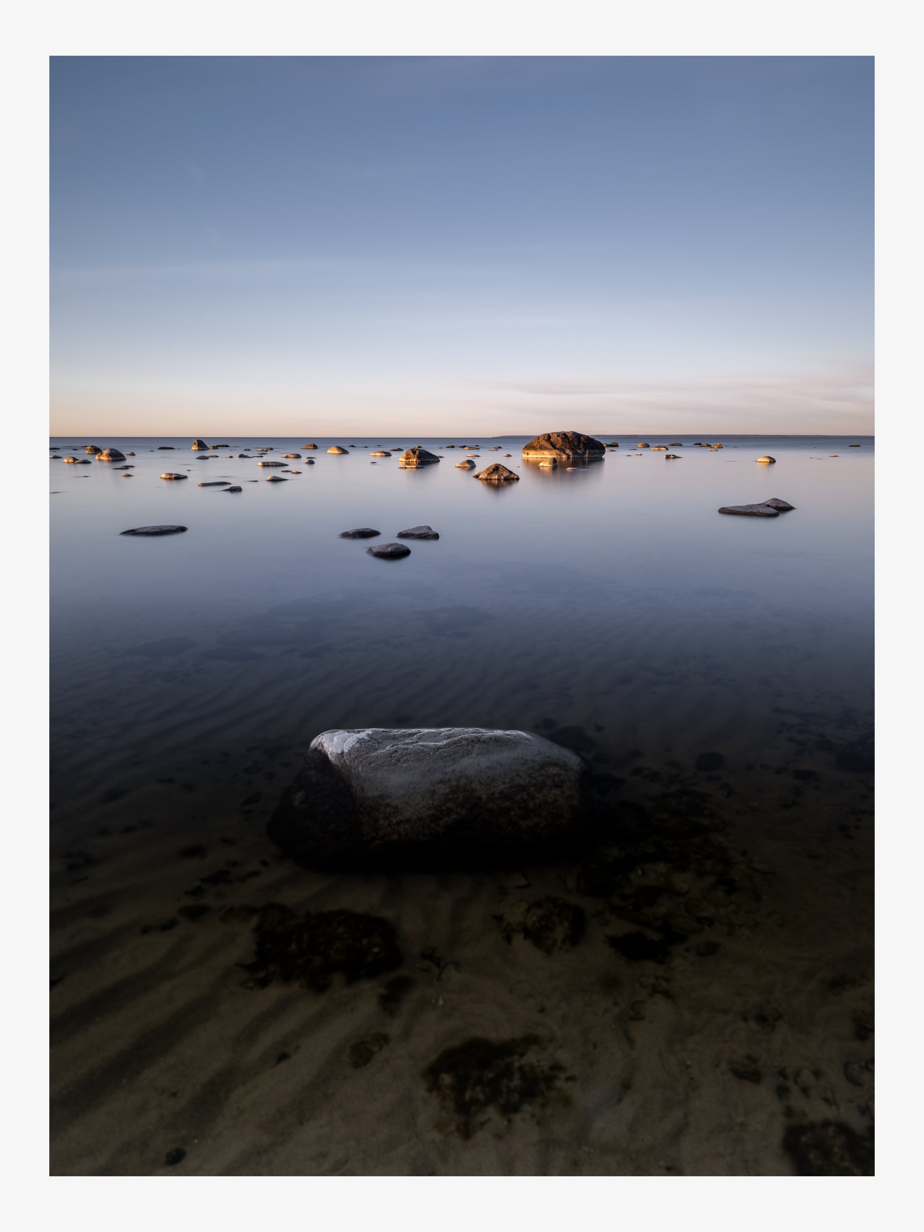 Calm Seaside Rocks at Sunset – Minimalist Fine Art Print