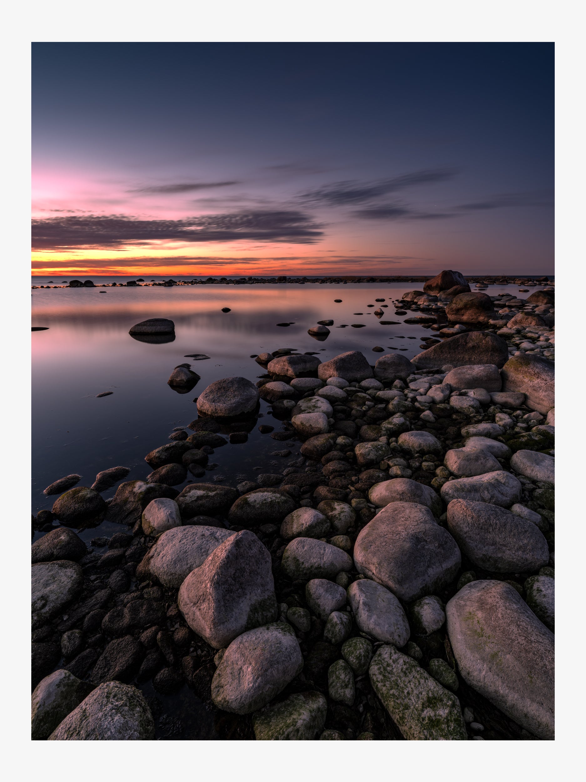 Rocky Baltic Shore at Sunset – Tranquil Seascape Fine Art Print