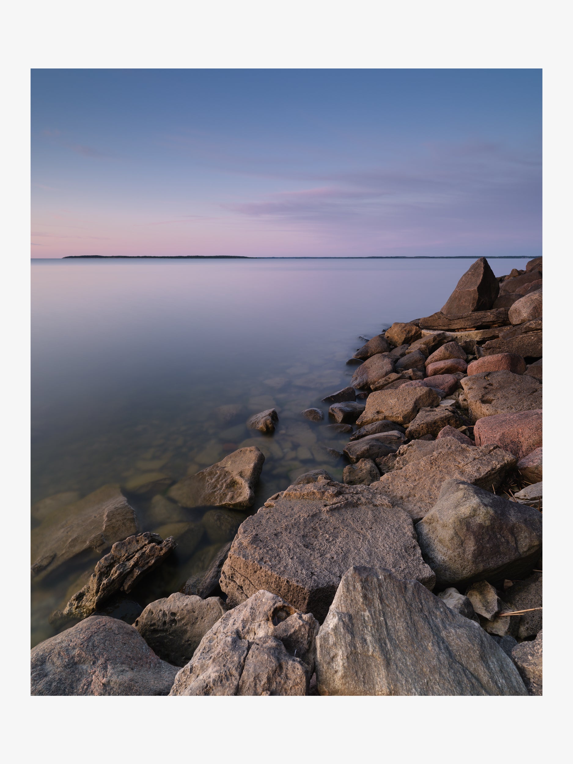 Quiet Evening by the Shore – Stones and Still Water Fine Art Print