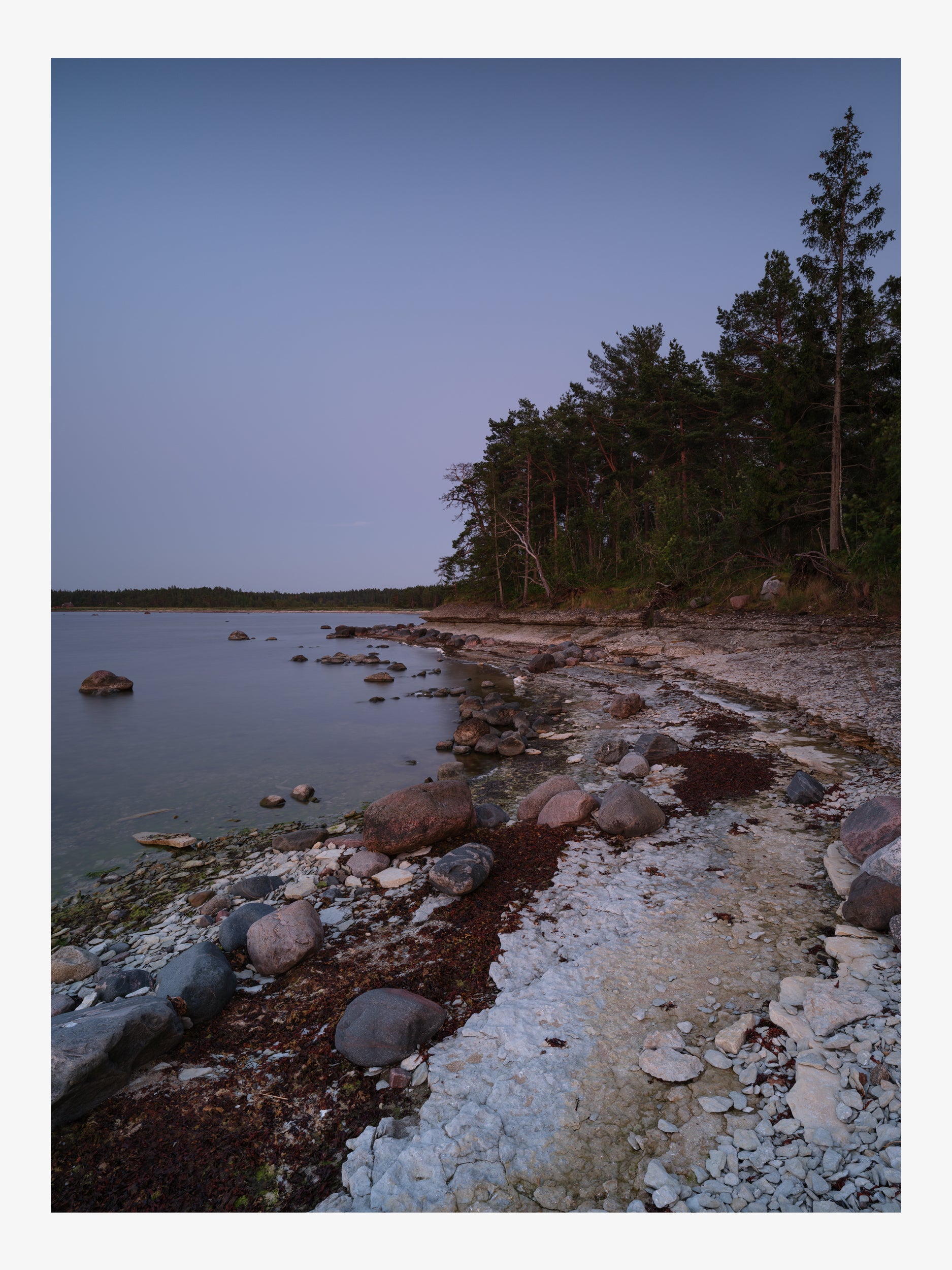 Rocky Shore in Evening Light Fine Art Print