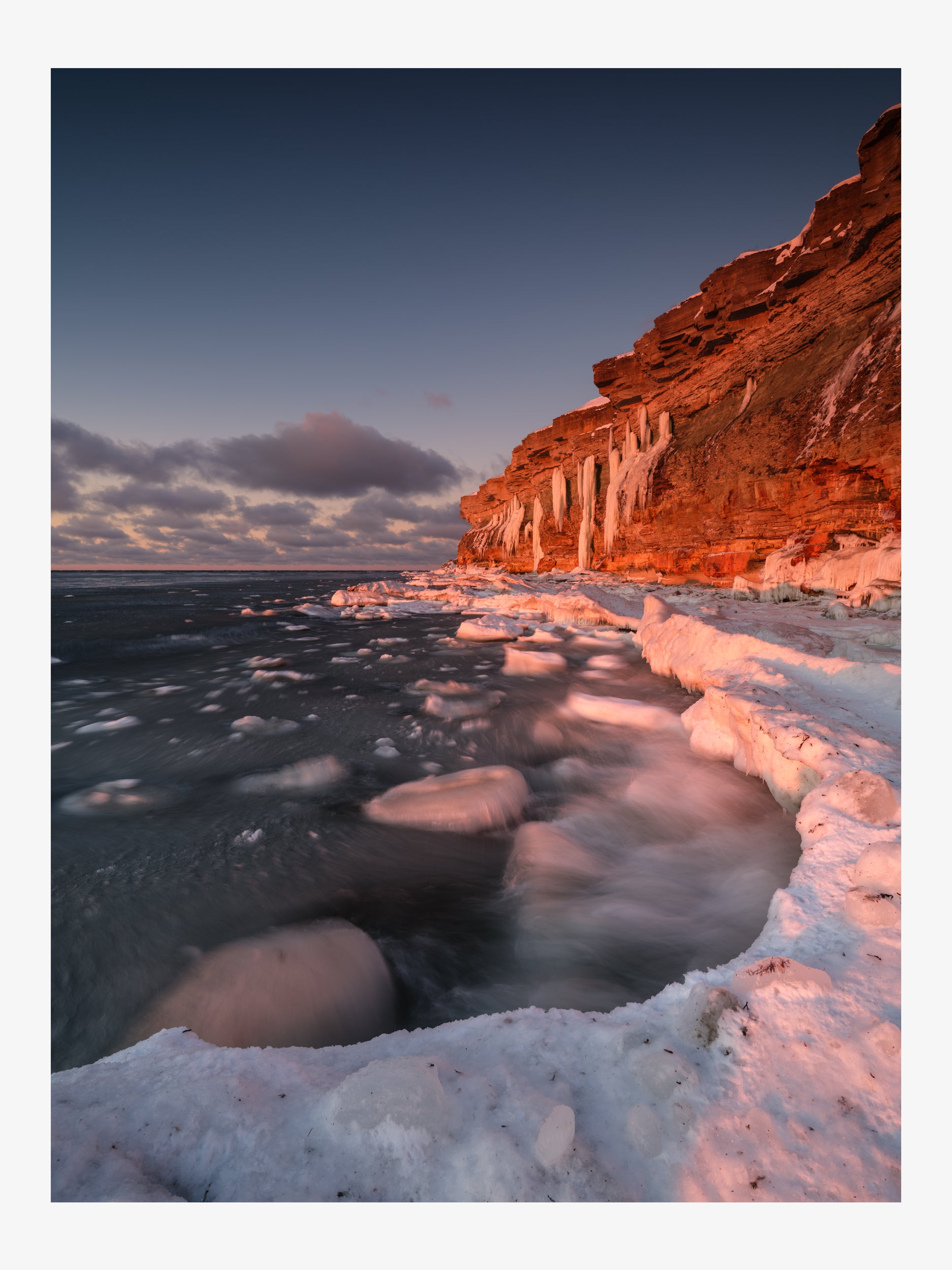 Red Cliffs and Winter Sea
