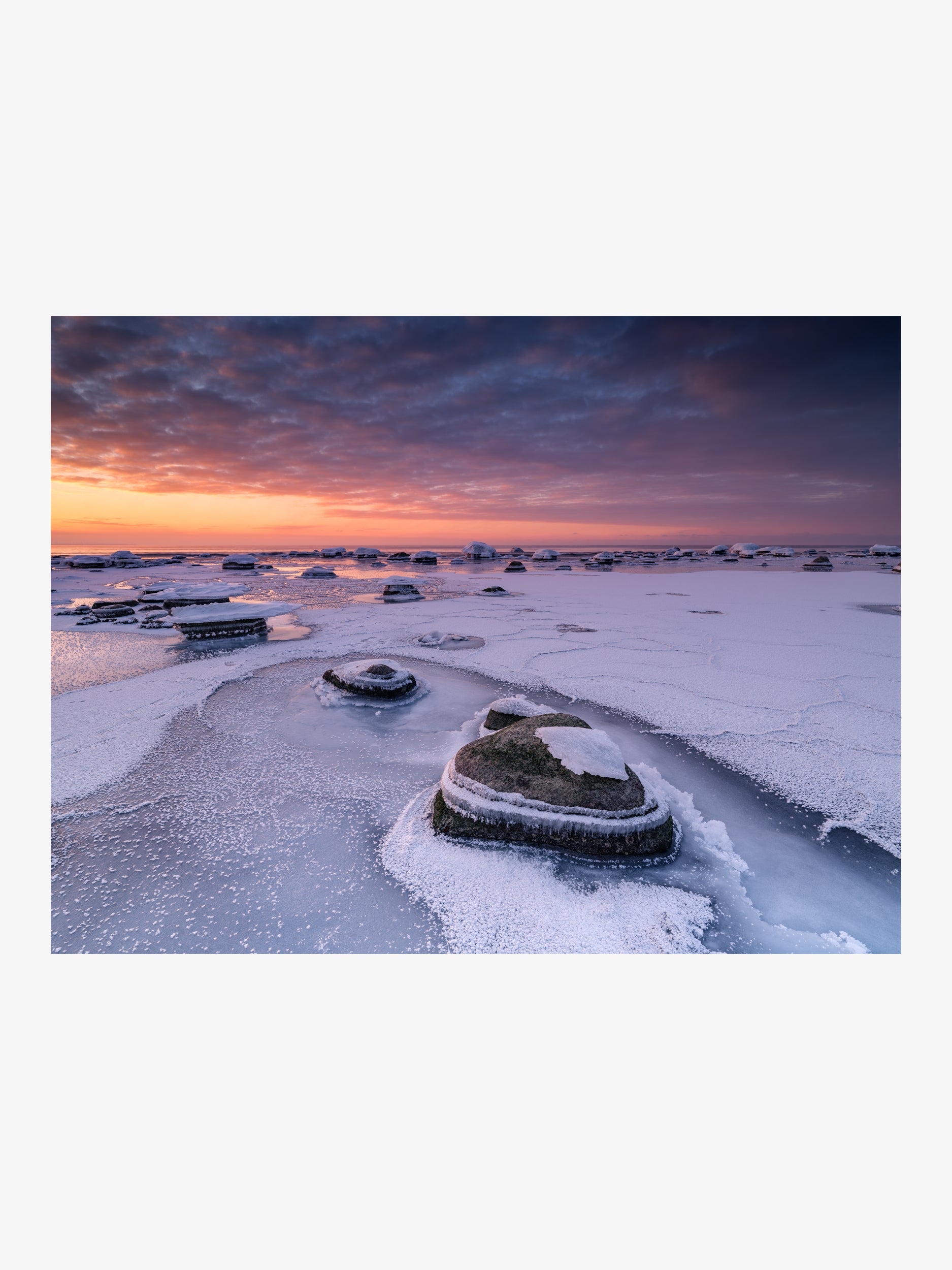 Field of Ice-Covered Mossy Rocks