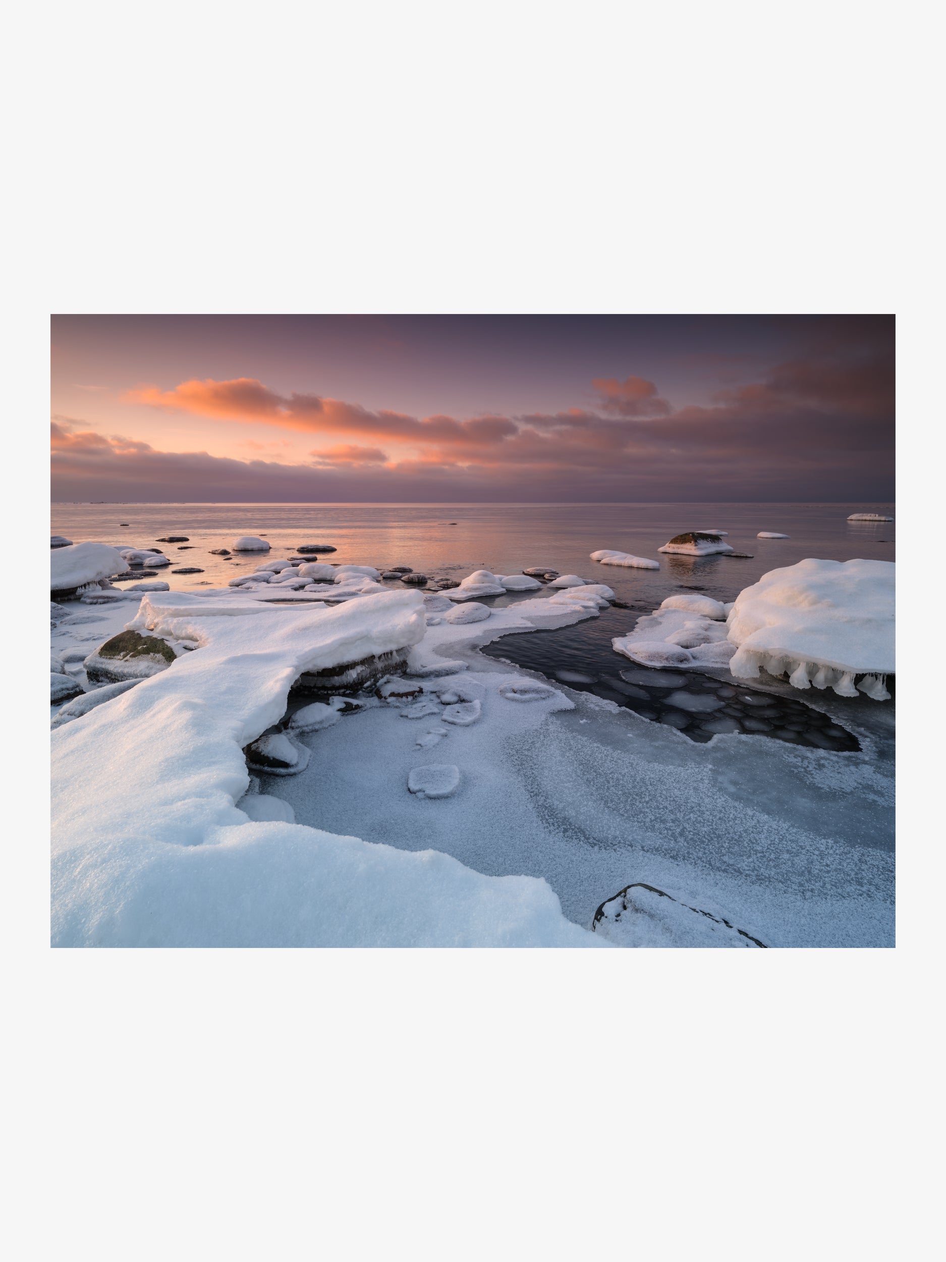Icy Shore in Soft Sunset Light