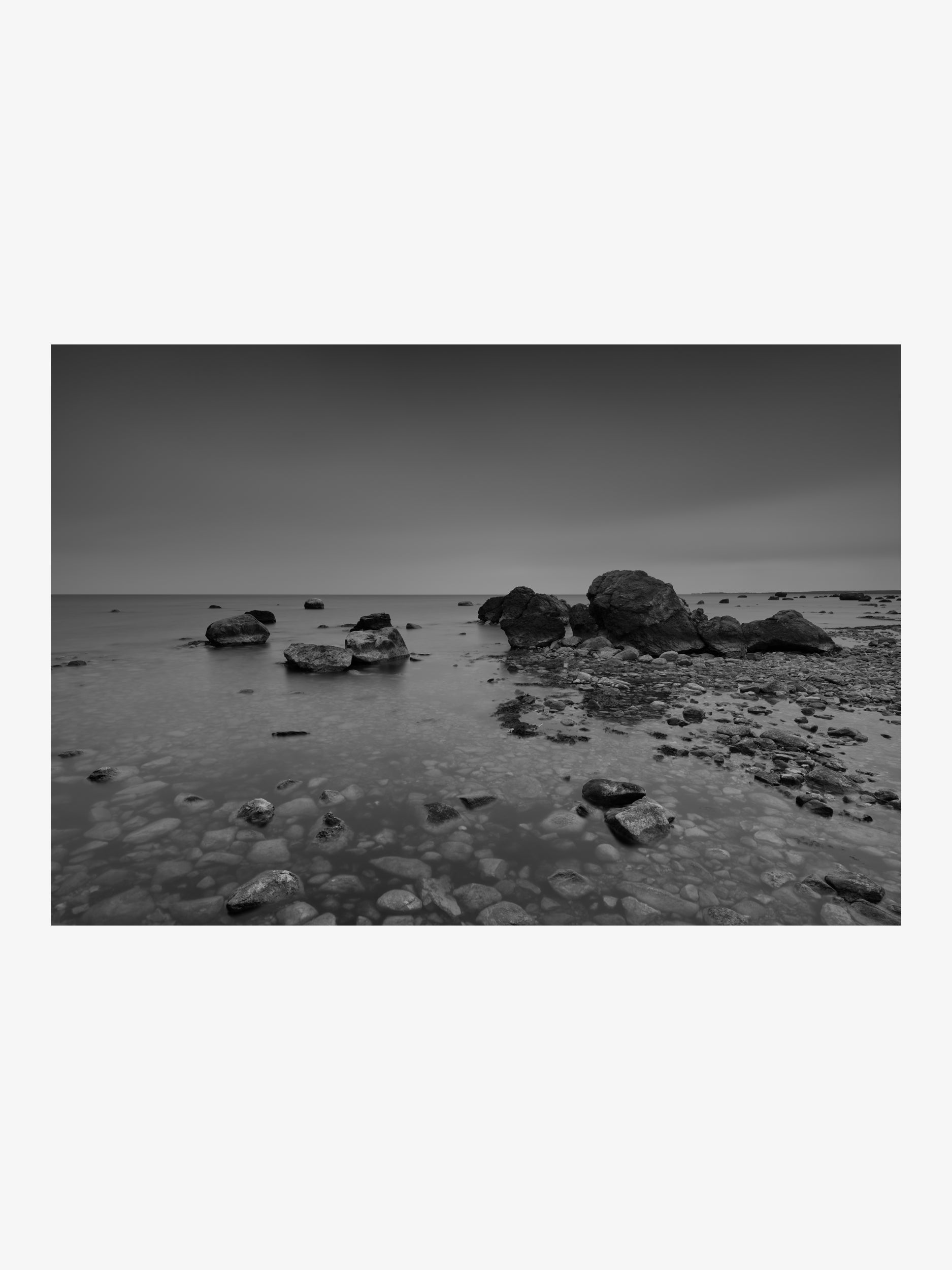 Rocky Seashore with Boulders — Monochrome Fine Art Print