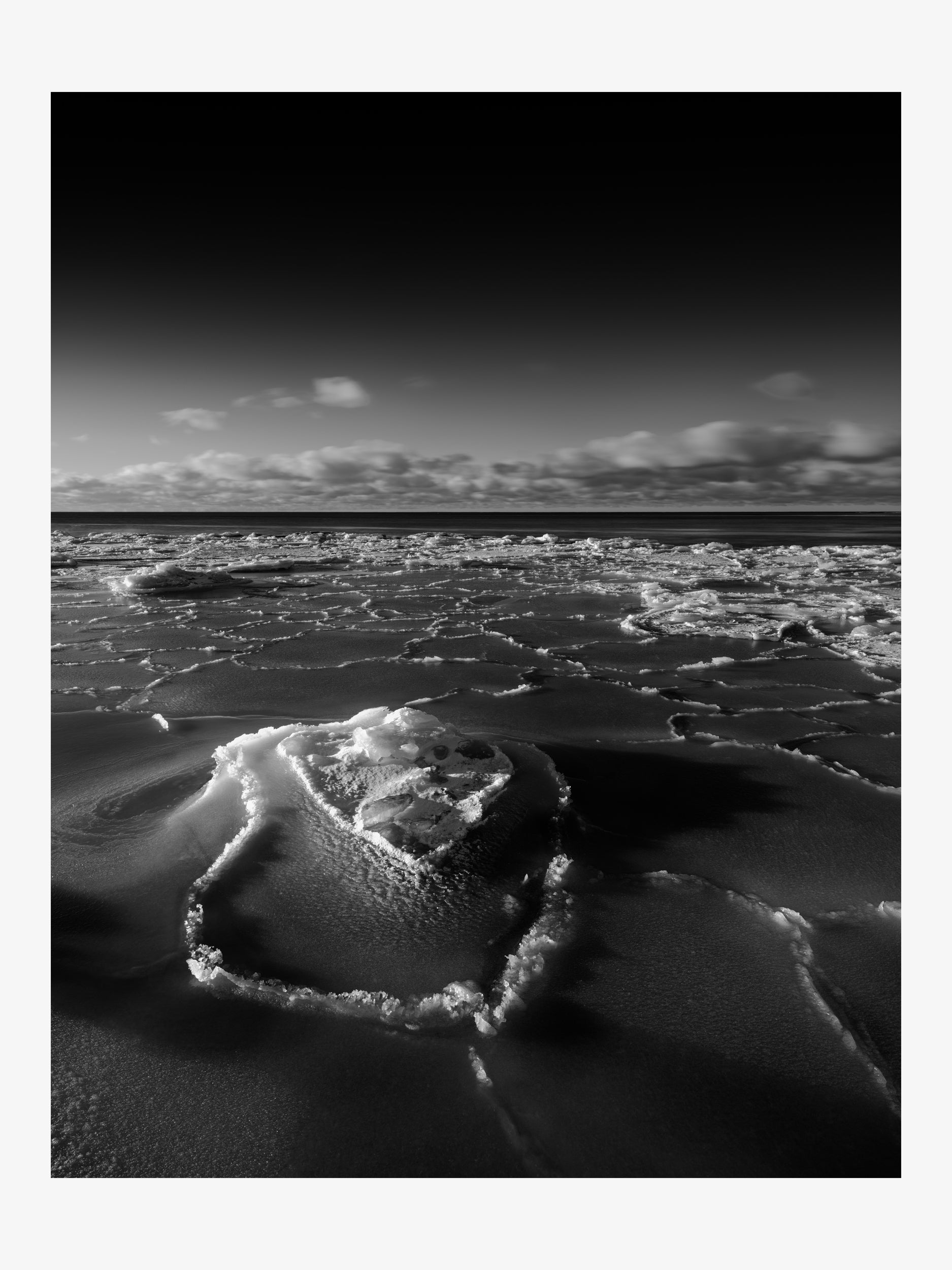 Drifting Ice on the Sea in High-Contrast Monochrome