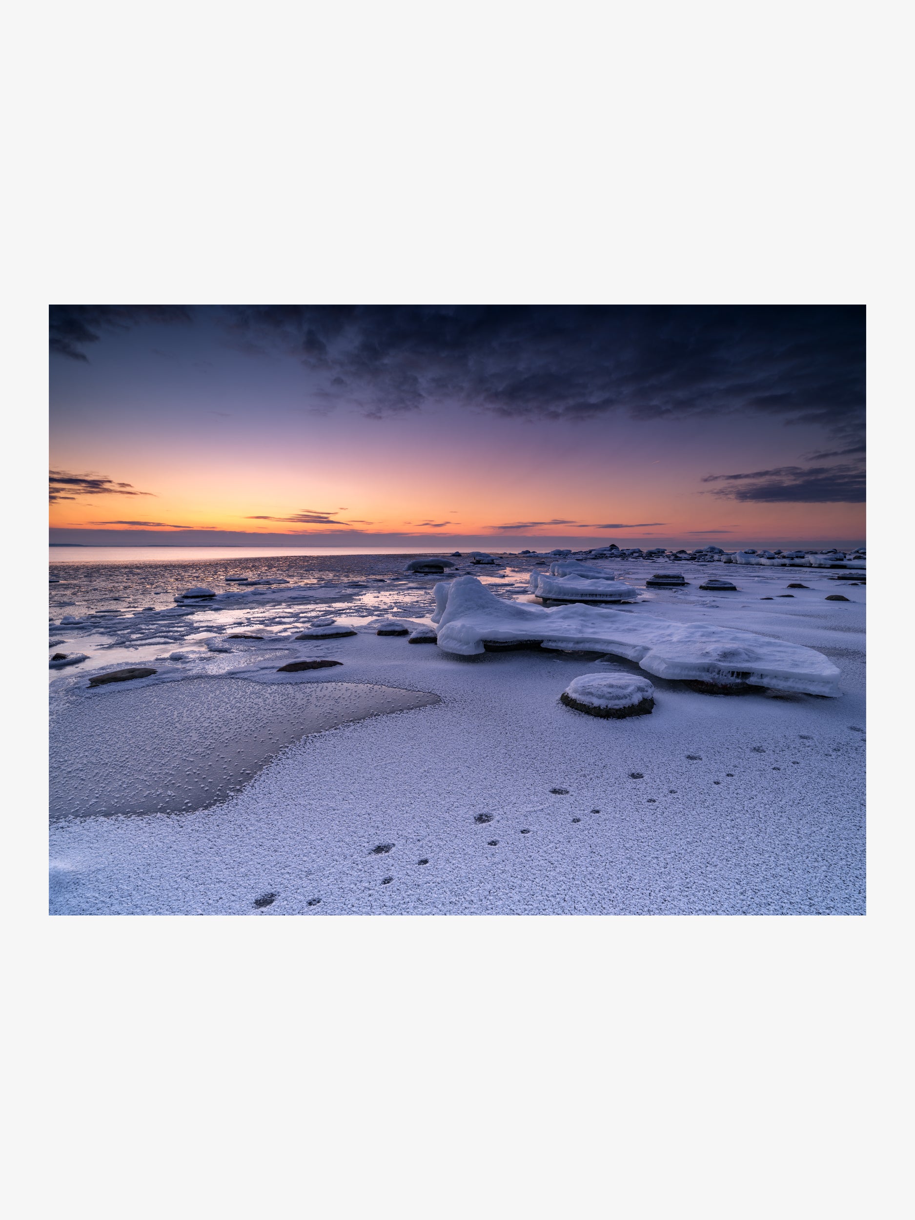 Icy Shore After Sunset